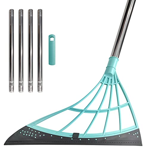 Multifunction Magic Broom Sweeper, 4-in-1 Easily Dry The Floor Surface and Remove Dirt and Hair, pet Hair Remover, Liquid, Glass Wiper, Super Sweeper Broom for Living Room, Kitchen,Bathroom (Green)