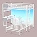 BTHFST Bunk Bed with Desk & 9 Storage Drawers, L-Shaped Bunk Bed Twin Over Twin with Nightstand & Charging Station & Led Lights, Twin Bunk Beds with Pegboard & 2 Fabric Bags for Kids, White