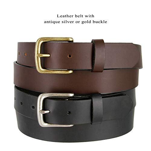 Genuine Full Grain Leather Belt Casual Jean Belt 1-1/4", 1-3/8", 1-1/2" Wide, Made In USA3