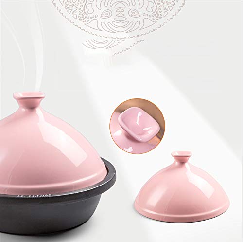 Enameled Cast Iron Tagine Moroccan With Silicone Gloves 2.7 Quart With Enamel Lid Pot Slow Cooker Tagine Pot Non-Stick Pot Without Lead Cooking Healthy Food (Green) #TOP3