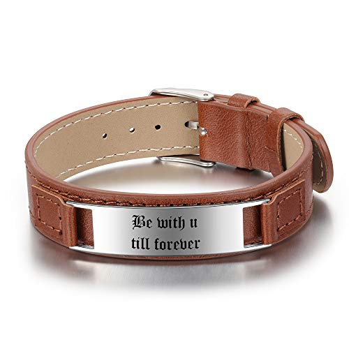 kaululu Pulseras Cuero Hombre Mujer Personalizadas con Nombres Pulsera para Papa Mama Regalos Cumpleaños para Hombres Mujeres BFF (#6)