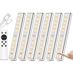 Remote-Control-Under-Cabinet-Lighting-Wireless-6-Pack-20-LED-Dimmable-Closet-Lights-Rechargeable-Under-Counter-Light-Stick-on-Touch-Night-Light-Strip-Bar-for-Kitchen-Stairway-Bedroom-3-Colors