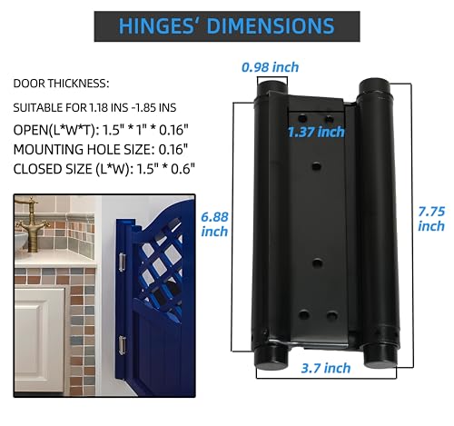 Anvflik 8Inch Black Double Action Spring Hinges, Self Closing Door Hinges For Cafe Saloon Pub Swinging Doors, 201 Stainless Steel thumb #1