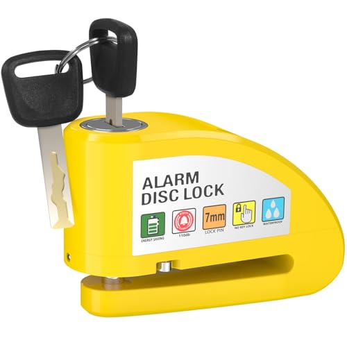 Cirulli Bremsscheibenschloss, Motorrad Schloss mit 110dB Alarm, Wasserdicht Motorrad Alarmanlage mit 1.1m Kabel und Schlosstasche,ø7 mm Diebstahlsicherung Motorradschloss für Fahrrad, Scooter