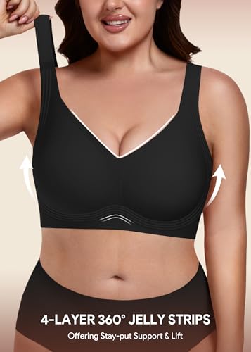 Image of HBselect Jelly Bras for Women No Underwire Plus Size Wireless Seamless Bras | push up,full coverage,for large breast,minimizer bra,separation & support,tshirt bras,soft comfy seamless wireless bralette