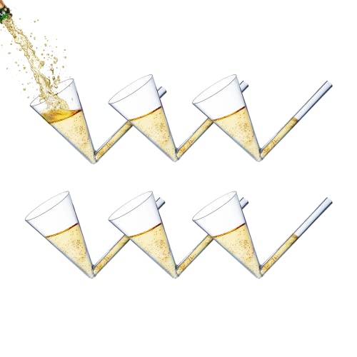Champagne Shooter - Chug Flutes Guzzler Glasses Unique Gifts for Bachelorette Party Favors & White Elephant Gifts, Drinking Games - Bubbly Champagnes Prosecco & More Bong Style, Reusable Acrylic 6pk
