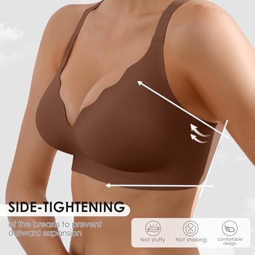 Image of Seamless Wireless Bra for Women with Support - No Underwire Full Coverage Push Up Comfort Bras - Back Fat Smoothing Bralette