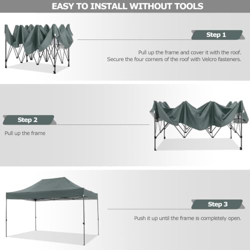 Image of COBIZI 10x15 Pop Up Canopy Tent,Heavy Duty Canopy(Gray with 4 Sidewalls)