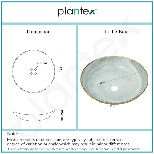 Image of Plantex Wash Basin /Ceramic Table Top Wash Basin /Designer Countertop Basin for Bathroom /Restaurants /Hotel (Mint green & Gold - 16.5 x 16.5 x 4 Inch)