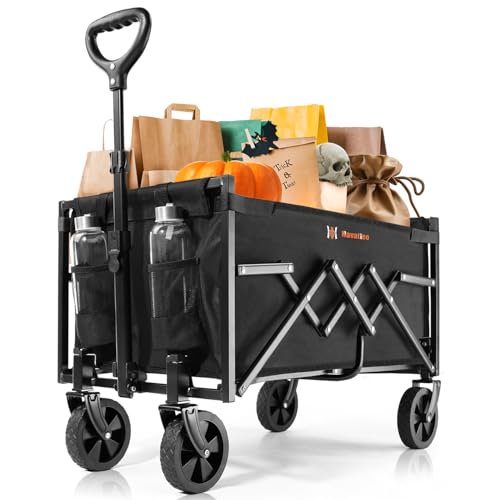 Navatiee 220lbs Collapsible Wagon with Wheels, Lightweight Foldable Utility Wagon Cart for Outdoor,...