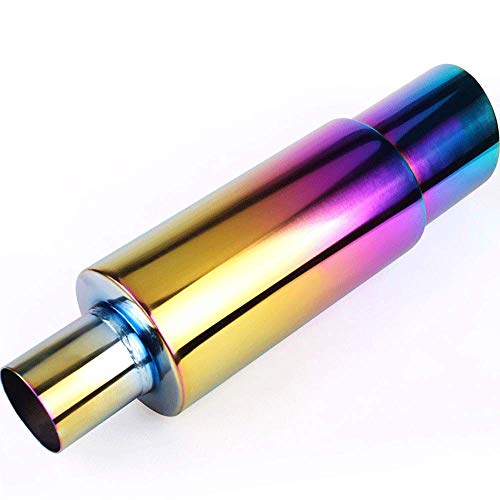 Image of Exhaust Muffler,Universal Stainless Steel Exhaust Burnt Tip,14.8 inches Length,2 inches Inlet 3 inches Outlet,Neo Chrome