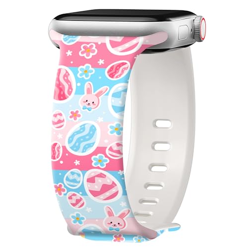 Image of wipalor Easter Bunny Bands for Apple Watch Bands for Women 46mm 45mm 44mm 42mm 49mm, Cute Holiday Easter Rabbit iWatch Bands Soft Silicone Sport iPhone Watch Bands Series 11 10 9 SE 8 7 6 5 4 3 Ultra