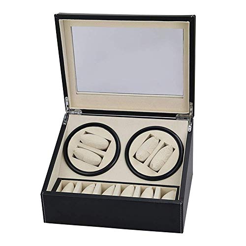 ERoomQ Caja de almacenamiento para reloj de pulsera, caja de almacenamiento de relojes, motor silencioso con 4 espacios de bobinado y 6 almacenamiento