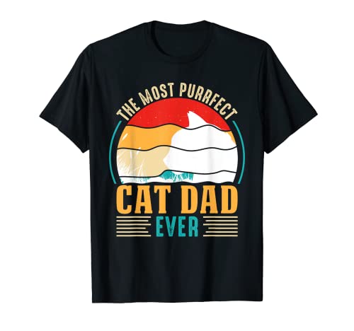 Best Cat Dad Ever - Camiseta retro divertida para el día del padre Camiseta