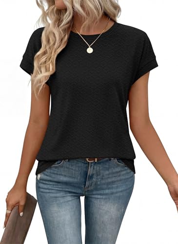 Image of Alaroo Womens Summer Tops Short Sleeve Shirts Crew Neck Tshirt Cute Trendy Tunic Blouses (S-3XL)