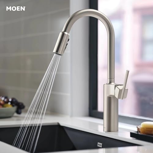 Moen Inara Stainless Pulldown Kitchen Faucet with Power Boost, Modern Kitchen Faucet, One-Handle High Arc, Easy Installation, Spot Resist Finish, 87463SRS - image 3