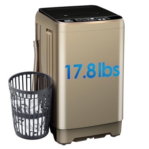 Image of Anypro Washing Machines 17.8LBS Full Automatic Clothes Washer and Spinner Combo with 10 Programs and 8 Water Levels, Laundry Wash Spin Dryer for Apartment RV Dorm Home, Gold