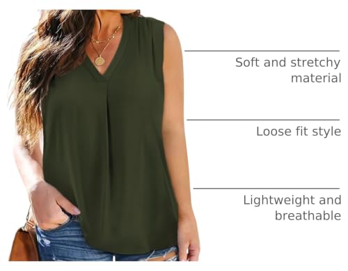 Image of Eytino Womens Plus Size Tank Tops Summer Sleeveless V Neck Casual Loose Chiffon Blouse Office Work Shirts(1X-5X)