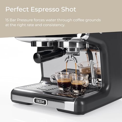 BEEM Espresso Coffee Machine with Grinder and Milk Frother, Barista Style Bean to Cup Coffee and Cappuccino Maker, 30 Grind Settings, Stainless Steel (Espresso Grind Expert)