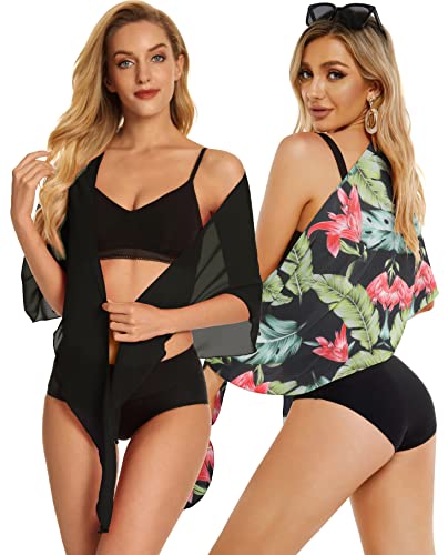 Image of CHICGAL 2 Pieces Women Beach Sarong Bathing Suit Wrap Skirt Sheer Bikini Swimsuit Cover Ups for Swimwear
