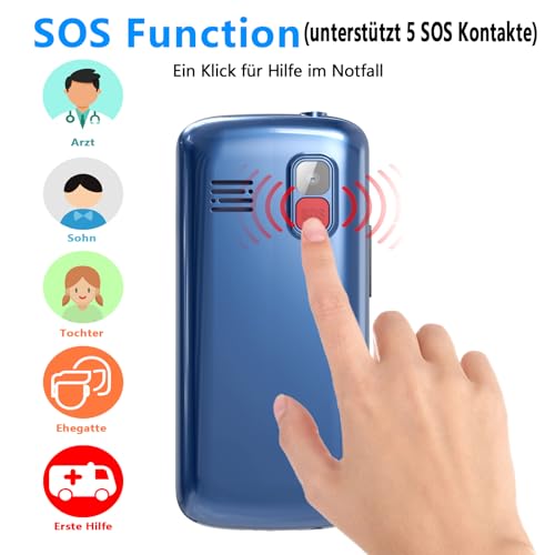 Tosaju 4G Seniorenhandy Ohne Vertrag Großtastenhandy Handy mit Großen Tasten Simlockfreie Tastenhandy Mobiltelefon für Senioren mit Ladestation Notruftaste 1000 mAh Akku 2,4 Zoll Display