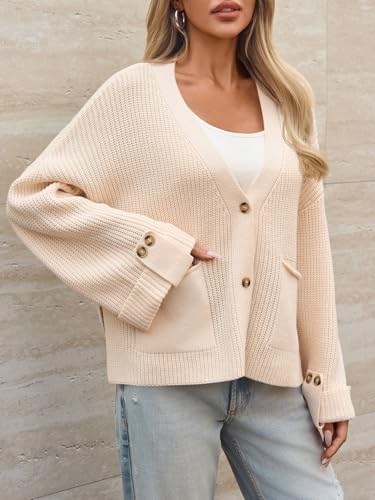 Saodimallsu Womens Oversized Cardigan Sweaters Button Up V Neck Long Sleeve Open Front Chunky Knit Sweater Coats4