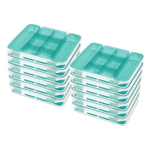 Sterilite Divided Case, Stackable Plastic Small Storage Container with Latch