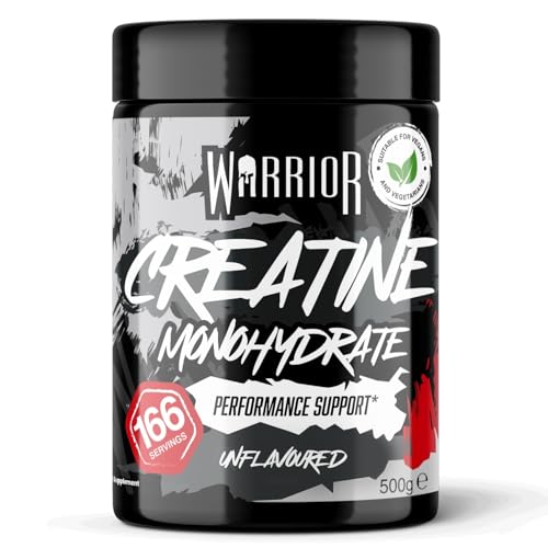 Warrior Creatine Monohydrate Powder 500g (166 Servings) Pure Creatine Powder Easy Dissolve Micronised Creatine for Women & Men (Unflavoured)
