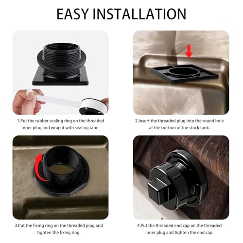 Image of 1 Pack Stock Tank Drain Plug Fit for rubbermaid Commercial 50 70 100 150 300 Gallon Stock Tank,Water Tank Plug,Float Valve Drain Replacement,Leak Proof Design