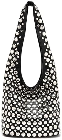 Stylish Studded Hobo Bag Y2K Rivets Bucket Purse for Women Trendy...
