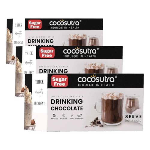 Image of COCOSUTRA Sugar Free Drinking Chocolate Hamper | Travel Friendly | 4*5 Single Serve Sachets | 4 Hot Chocolate Flavors | Zero Sugar, Low Carb, Low Calorie | Stevia & Erythritol based | Gift Pack | Gluten Free & Vegan | Enjoy Hot or Cold | 400g