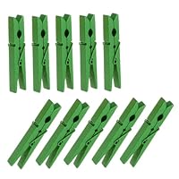 GLEAVI 40pcs Green Wooden Clothespins Clothes Pegs Strong Clamps for Laundry Washing Line Lightweight Hard Wood Clips for Indoor Outdoor Use