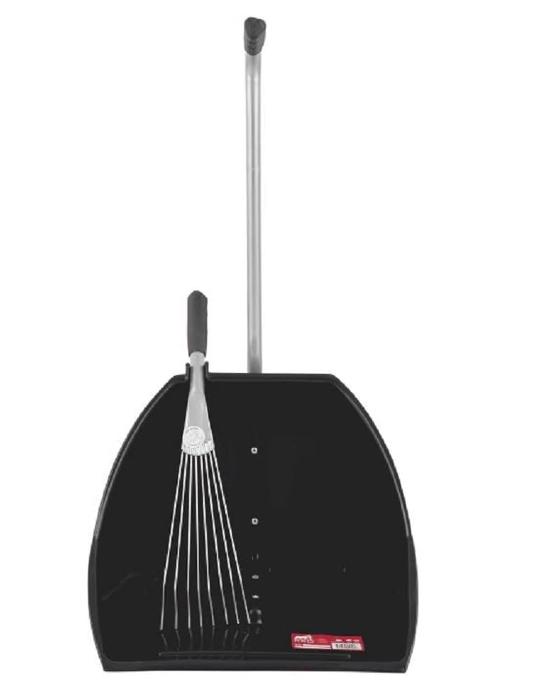 Red Gorilla Black 80Cm Big Tidee With Short Metal Rake Horse Manure Shovel Scoop Multi Purpose Large Lightweight Dustpan For Paddock Stable Horsebox Equestrian Or Garden Waste Leaf Rake