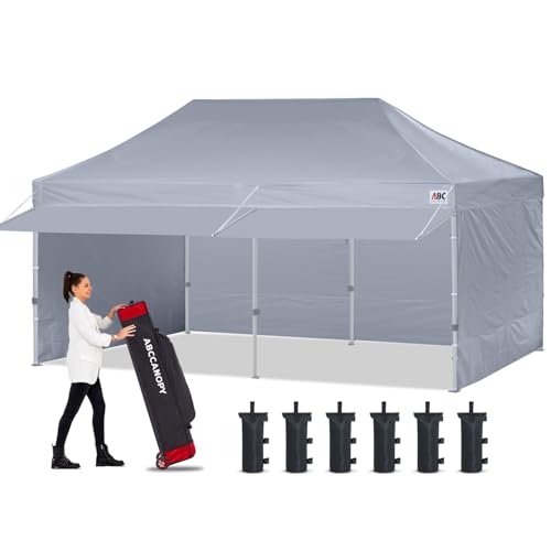 Image of ABCCANOPY 10x20 Commercial Pop up Canopy Tent with Awning Sidewall,Gray