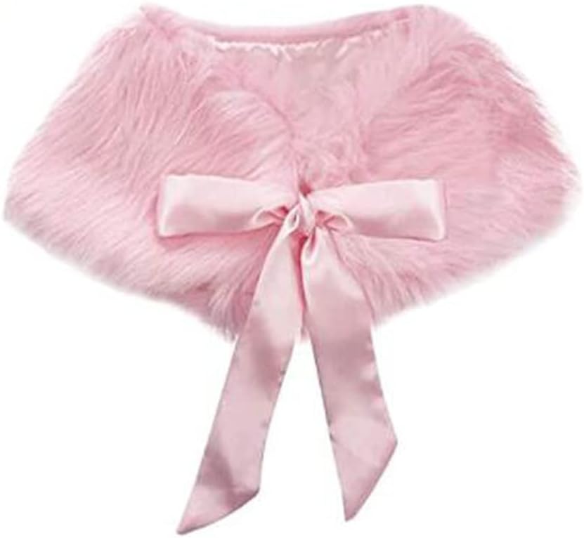 BXT Flower Girls Faux Fur Princess Cape Winter Warm Shoulder Wrap Ribbon Ties Wedding Birthday Party Dress Costume