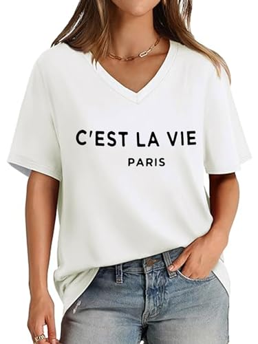 Zoyami Womens Oversized V Neck T Shirts Graphic Vintage Tees Casual Loose Fitting Short Sleeve Tops4