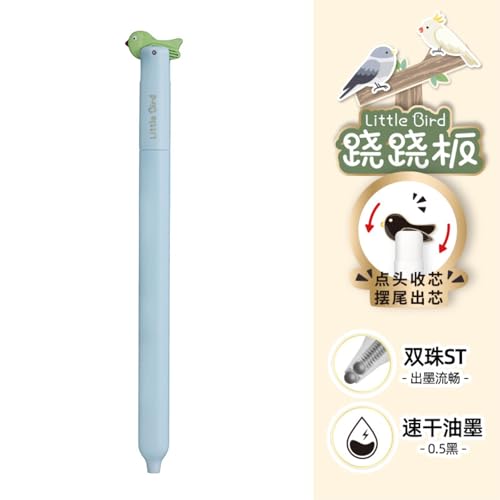 Stylo central teeterbird bleu 0,5 mm avec queue rotative et perles doubles x12 - 2