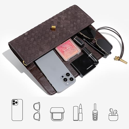 Image of JYG Suede Woven Handbag for Women Trendy Evening Shoulder Bag Casual Clutch Purse Crossbody Satchel with Metal Buckle 2026