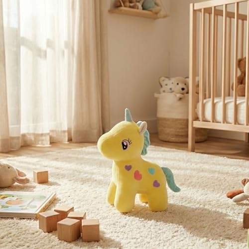 Image of TOYTALES Unicorn Soft Toy for Kids | Cute Plushie Stuffed Animal for Girls & Boys | Huggable Plush Toys for Baby | Adorable Unicorn Plushie Gift for Children | (25CM, Yellow)