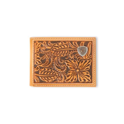 ARIAT Bifold Floral Embossed Logo Wallet, Nutmeg