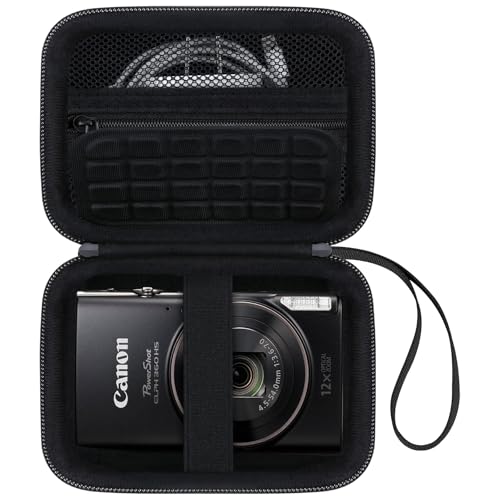 Canboc Carrying Case for Canon PowerShot ELPH 360 HS A/ 360 HS/ 360/ IXY 650/ Sony DSCW830 Digital Camera Mesh Pocket fit Cable Batteries Black (Case Only)