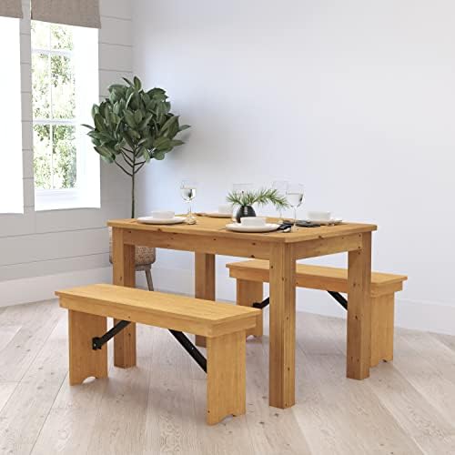 Merrick Lane Jessamine 46" x 30" Rectangular Rustic Solid Pine Fa...