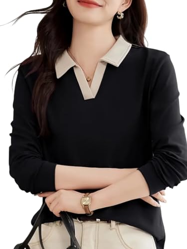 Image of Women's Polo T-Shirt | Long Sleeve Casual T-Shirt for Womens || Soft Comfortable Korean Style Trendy Top for Women