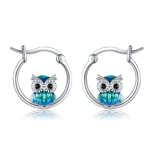 Boucles d'oreilles hibou colibri en argent sterling 925 fin et élégant