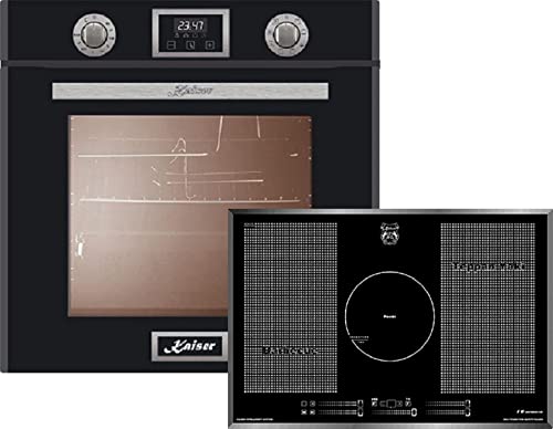 Kaiser Küchengeräte Backofen-Set EH 6326 SP+KCT 777 FI, Elektro Einabau Backofen, Autark, 79L, 10 Funktionen, + Induktions- Kochfeld 77 cm, Einbau Herd, 5 Kochzonen, Schwarzes Glas