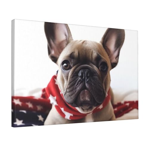 Impression sur toile de bouledogue français déco chambre moderne