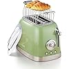   Toaster-Retro-2-Slice-Vintage-Toaster-Green-Toaster-With-Stainless-Steel-Lid-With-Bread-Attachment-Preheat-Defrost-And-Cancel-Functions-6-Browning-Levels-Green