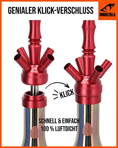 Smokezilla® MINYA 2S 2-Schlauch-Set Aluminium Rainbow Shisha | Spitze Optik mit Regenbogen Bowl und Diamond… – Bild 4