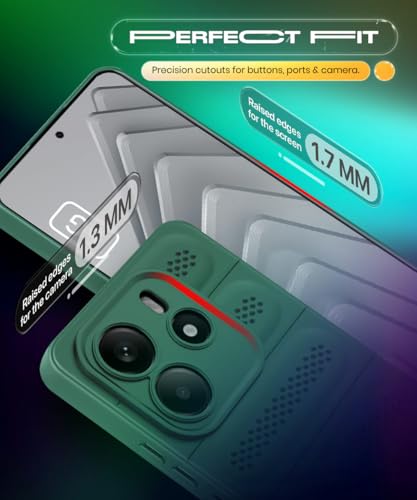 Image of WOW IMAGINE Ultimate Silicone Back Cover Case for Redmi Note 14 5G | Redmi Note 14 SE 5G Heat Dissipation Thin Soft TPU | 360 Camera Protection | Breathable Cooling Holes - Forest Green