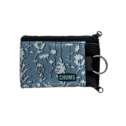Image of Chums Surfshorts Wallet - Lightweight Slim Wallet with RFID Blocking Card & Clear ID Window - Zippered, Water Resistant w /Key Ring (Wildflower)